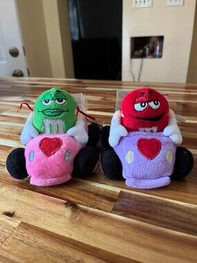 m&m's Zany Zoomers Plush Toy Set of 2 Red Green Polyester Cars